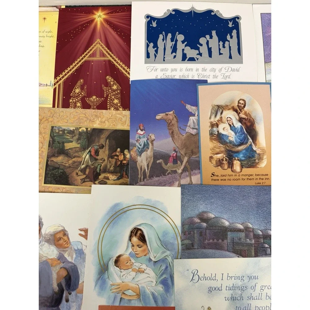Vintage Christmas Cards Fronts ONLY Nativity Scrapbooking Crafts Lot of 50+
